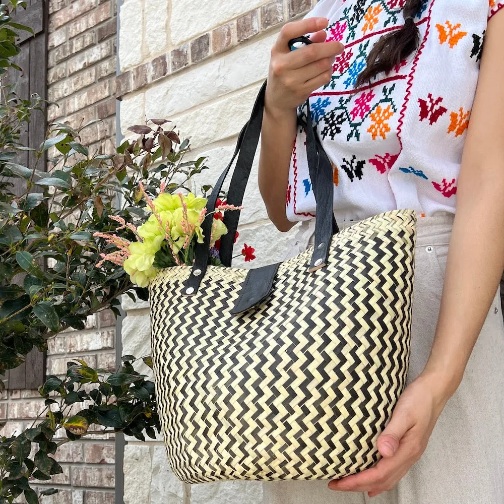 Zipolite Woven Palm Beach Bag Tote