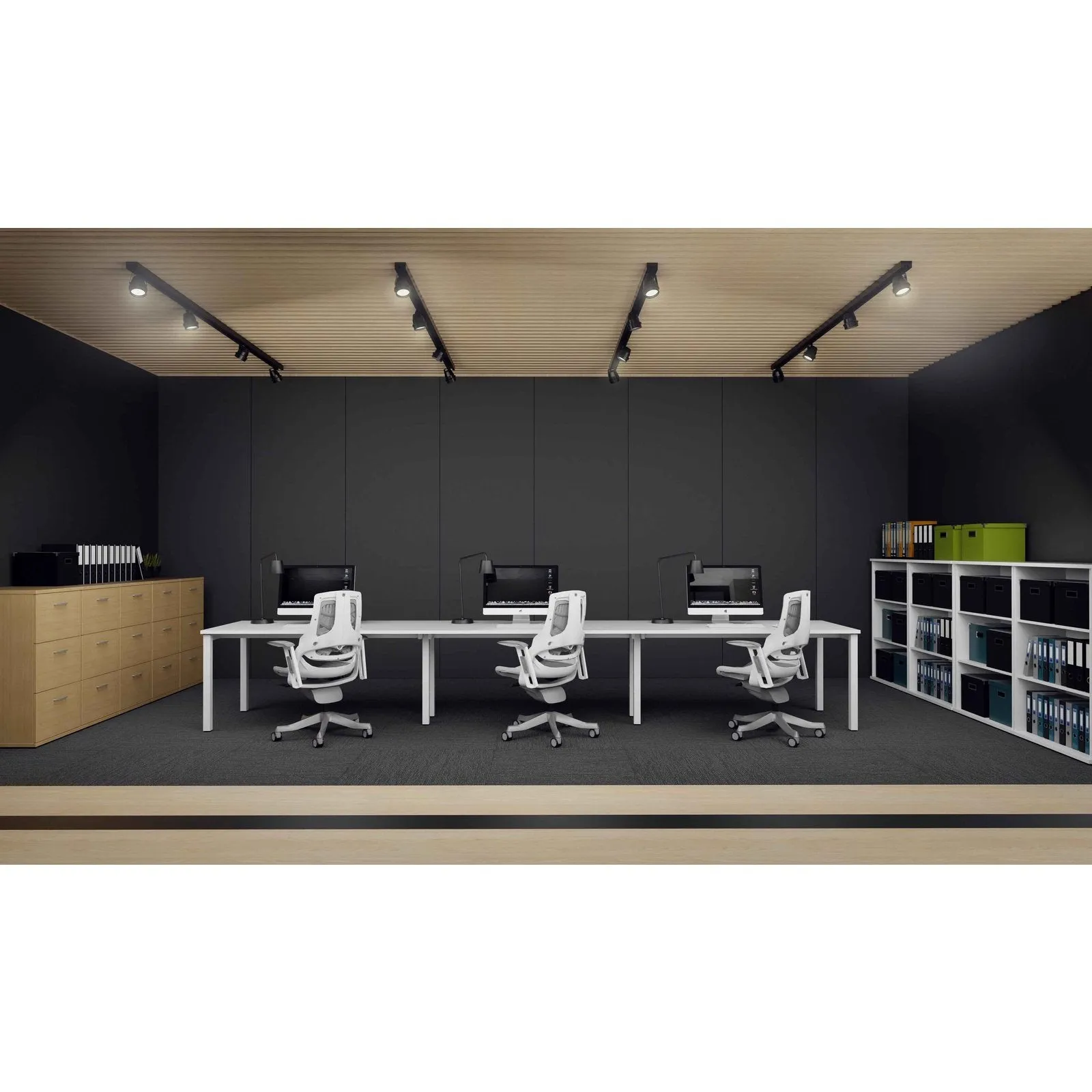Zure High Back Executive Office Chair - White Shell, Adjustable Arms, Lumbar Support, Headrest, 135kg Capacity, 8hr Usage, 5yr Warranty